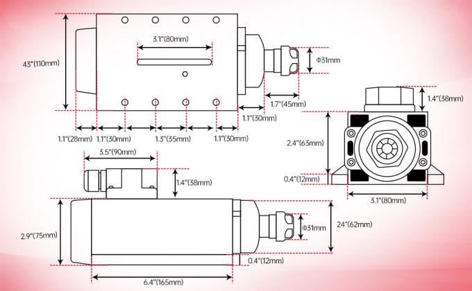 2.2kw ER20 CNC Spindle Motor Kit Luchtgekoeld voor CNC-machine 1